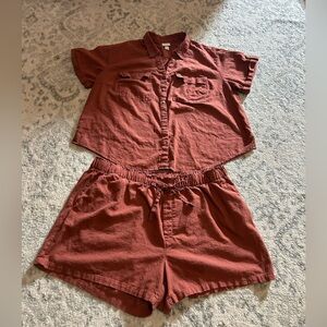 Linen Two Piece set Shorts and Top summer beach set casual